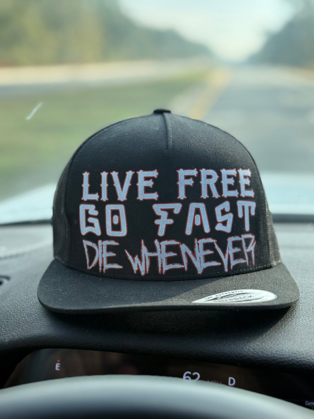 Live Free, Go Fast, Die Whenever Black/Black snapback hat