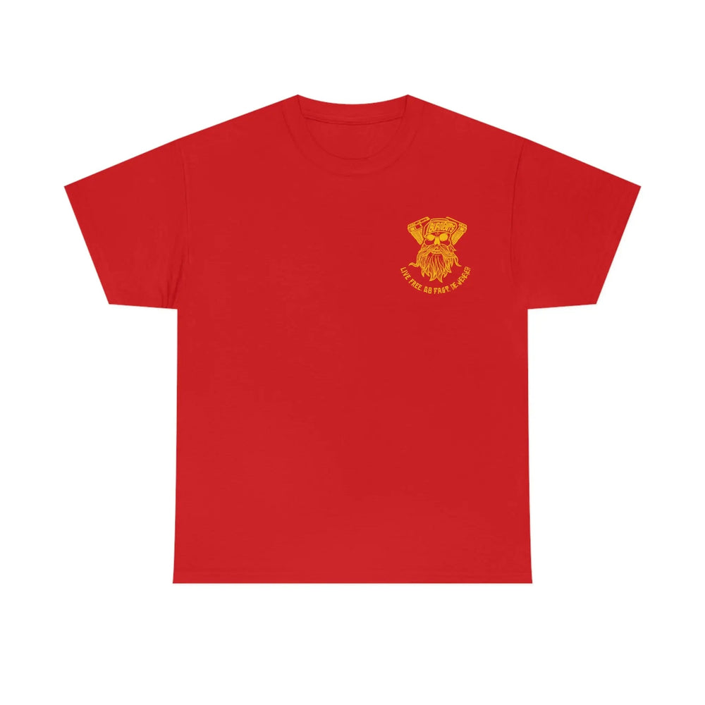 Gold logo tee - Red / S - T-Shirt Crew neck, DTG, Mens